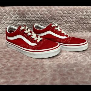 Vans Red & White Old Skool Low-Top Sneakers